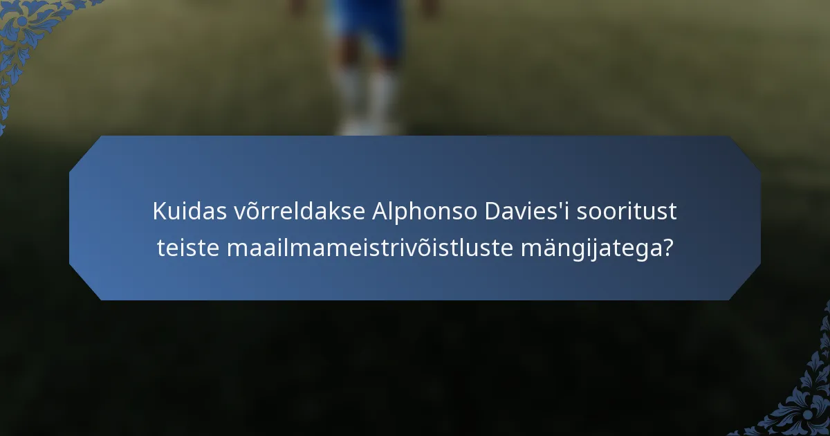 Kuidas võrreldakse Alphonso Davies'i sooritust teiste maailmameistrivõistluste mängijatega?