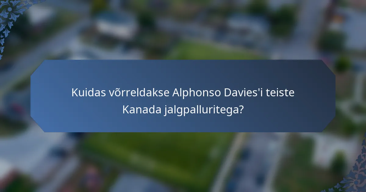 Kuidas võrreldakse Alphonso Davies'i teiste Kanada jalgpalluritega?