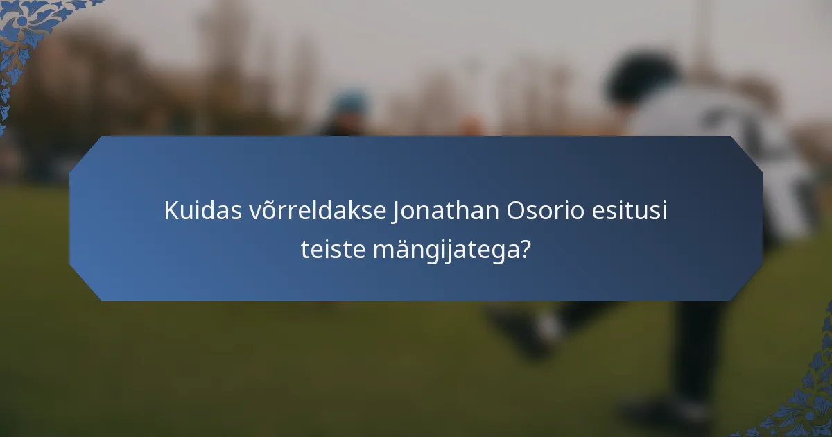 Kuidas võrreldakse Jonathan Osorio esitusi teiste mängijatega?