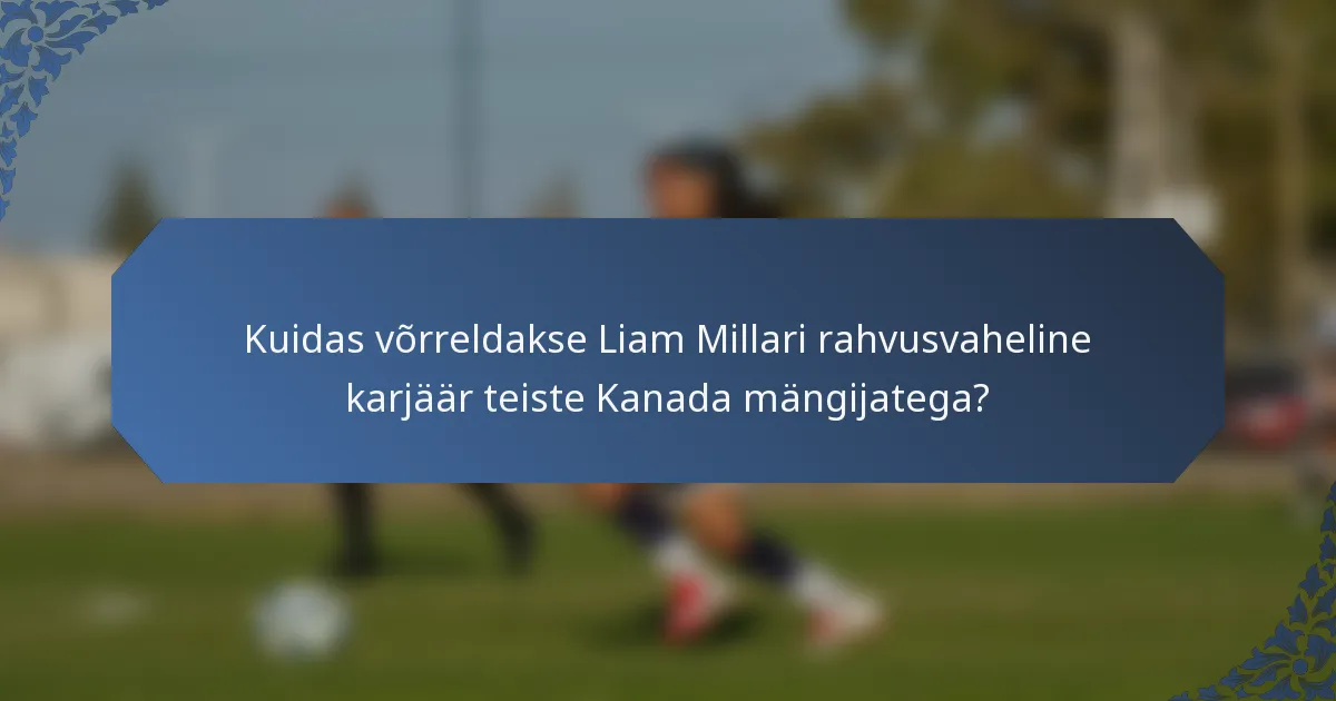 Kuidas võrreldakse Liam Millari rahvusvaheline karjäär teiste Kanada mängijatega?