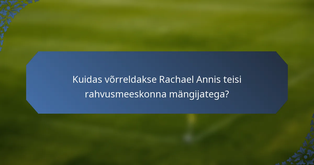 Kuidas võrreldakse Rachael Annis teisi rahvusmeeskonna mängijatega?