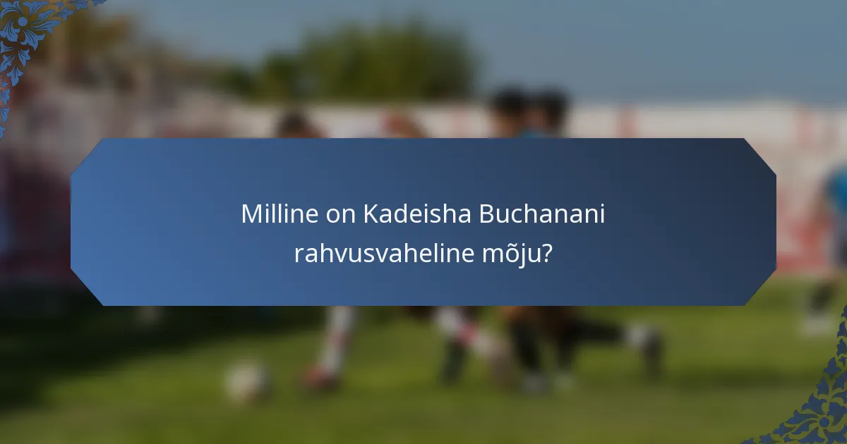 Milline on Kadeisha Buchanani rahvusvaheline mõju?